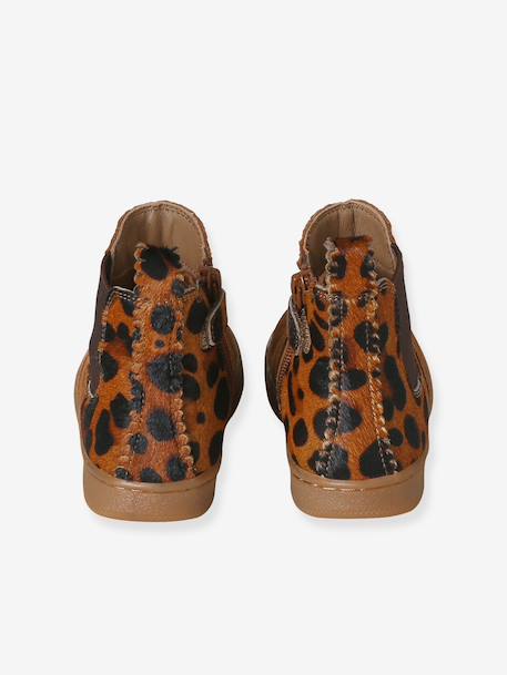 Boots fille cuir zippées beige+bronze+camel+marine+marron+vert+vieux rose 27 - vertbaudet enfant 
