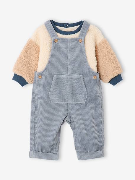 Ensemble salopette et sweat bébé bleu grisé 3 - vertbaudet enfant 