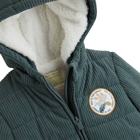 Doudoune bébé en velours côtelé doublée sherpa avec capuche elliott Vert 4 - vertbaudet enfant 