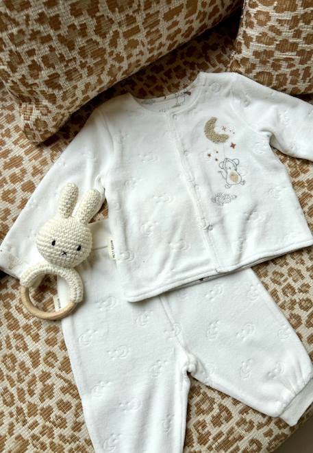 Ensemble bébé gilet et pantalon en velours eliah Ecru 1 - vertbaudet enfant 