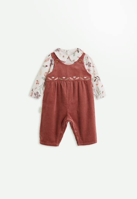 Bébé-Ensemble-Ensemble salopette bébé en velours côtelé et t-shirt evie