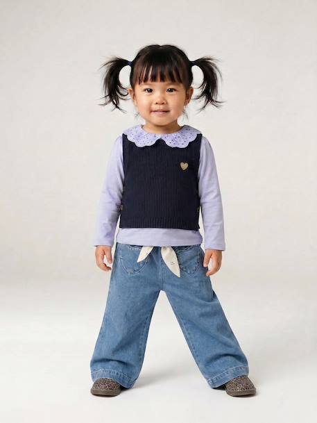 Jean large bébé avec ceinture à nouer denim brut+stone 7 - vertbaudet enfant 