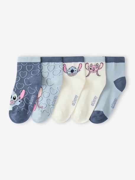 Lot de 5 mi-chaussettes Lilo et Stitch bleu jean 1 - vertbaudet enfant 