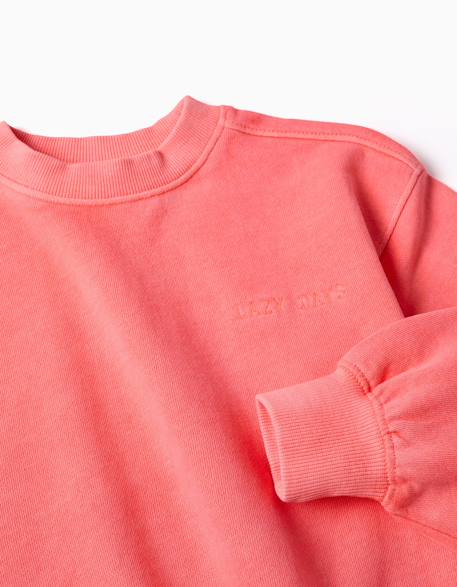 Sweat en coton avec épaules tombantes Corail clair 3 - vertbaudet enfant 
