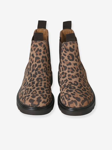 Boots fille en cuir à élastiques beige 4 - vertbaudet enfant 