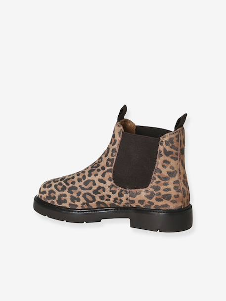 Boots fille en cuir à élastiques beige 3 - vertbaudet enfant 