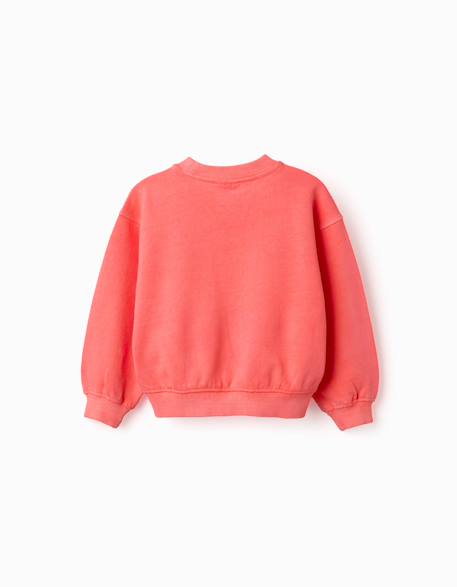 Sweat en coton avec épaules tombantes Corail clair 2 - vertbaudet enfant 