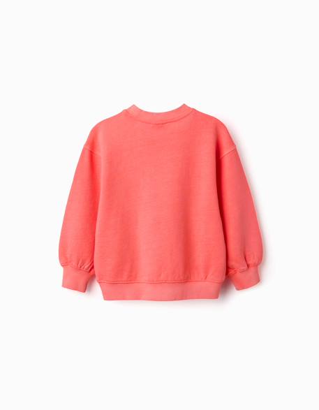 Sweat en coton avec épaules tombantes Corail clair 2 - vertbaudet enfant 