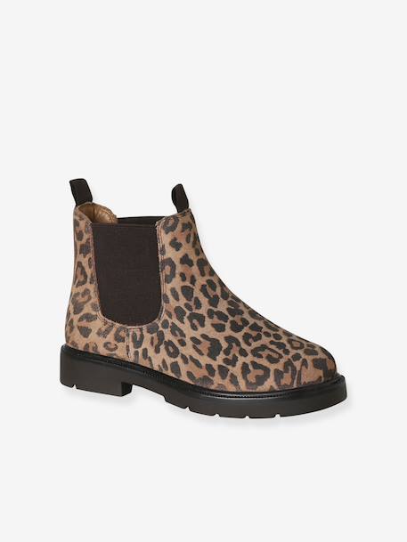 Boots fille en cuir à élastiques beige 1 - vertbaudet enfant 