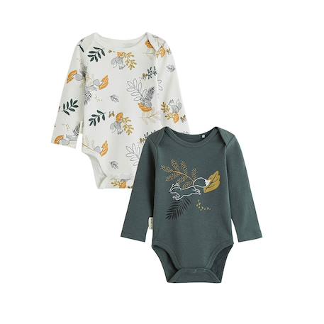 Lot de 2 bodies bébé manches longues elliott Vert 2 - vertbaudet enfant 