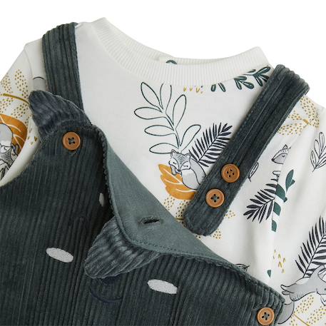 Ensemble salopette bébé en velours côtelé et t-shirt elliott Vert 6 - vertbaudet enfant 
