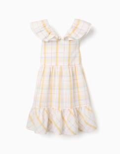 Robe en coton à carreaux avec volants b&s  - vertbaudet enfant