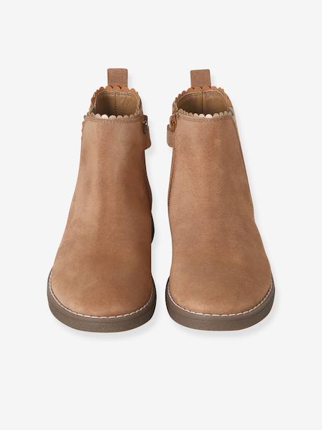 Boots enfant fille cuir élastiquées et zippées camel+marine+or 4 - vertbaudet enfant 