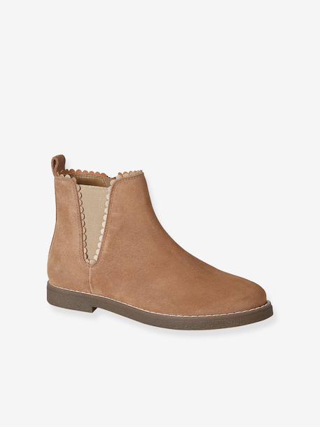 Boots enfant fille cuir élastiquées et zippées camel+marine+or 1 - vertbaudet enfant 