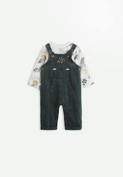 -Ensemble salopette bébé en velours côtelé et t-shirt elliott