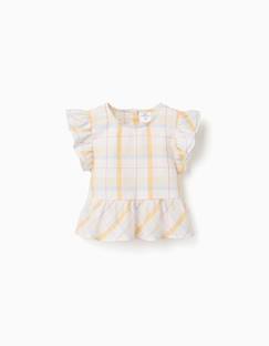 -Blouse en coton à carreaux avec volants b&s