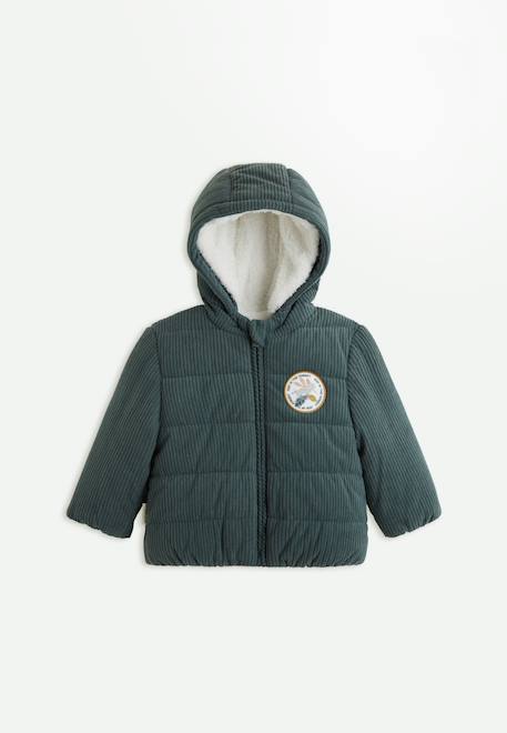 Doudoune bébé en velours côtelé doublée sherpa avec capuche elliott  - vertbaudet enfant