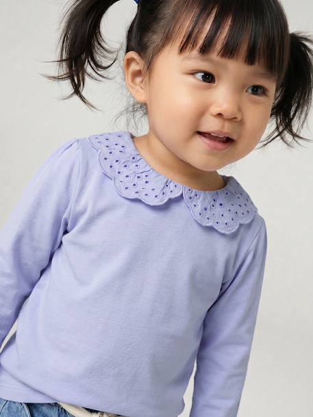 T-shirt bébé col brodé manches longues beige clair+bleu+rayé marine+rayé rouge 9 - vertbaudet enfant 