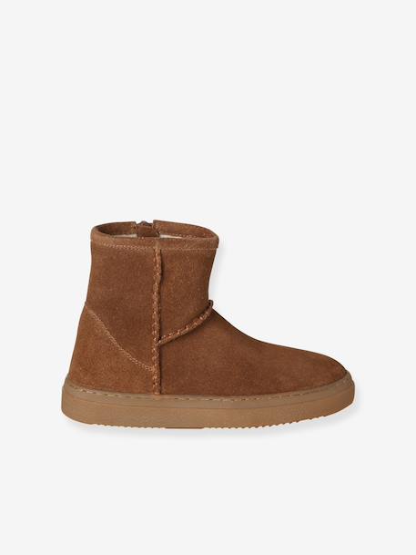 Boots fille cuir zippées marron+taupe 2 - vertbaudet enfant 