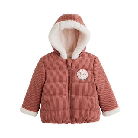Doudoune bébé en velours côtelé doublée sherpa avec capuche evie Rose 2 - vertbaudet enfant 