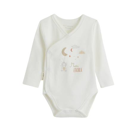 Lot de 2 bodies bébé manches longues ouverture croisée eliah Ecru 6 - vertbaudet enfant 