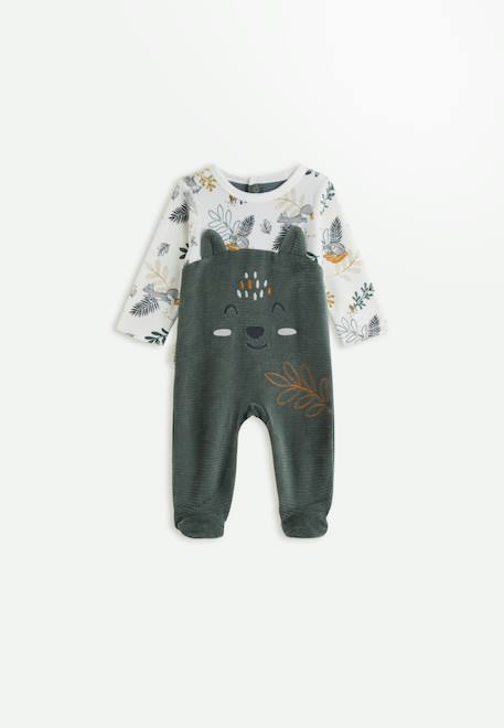 Pyjama bébé en velours elliott Vert 1 - vertbaudet enfant 