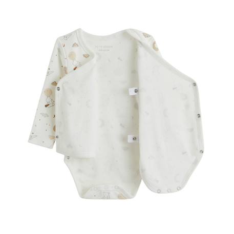 Lot de 2 bodies bébé manches longues ouverture croisée eliah Ecru 3 - vertbaudet enfant 