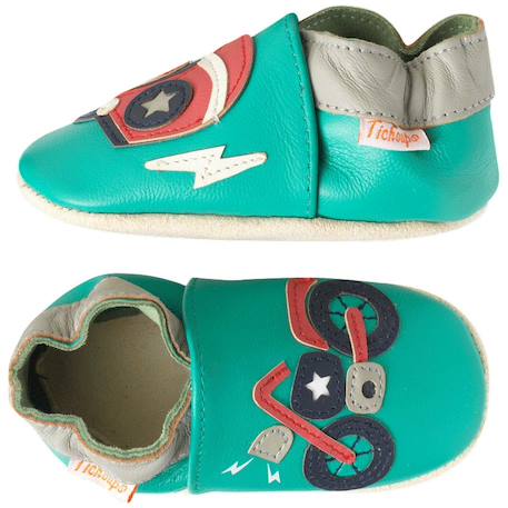 Chaussons bébé cuir souple malo la moto Vert 2 - vertbaudet enfant 