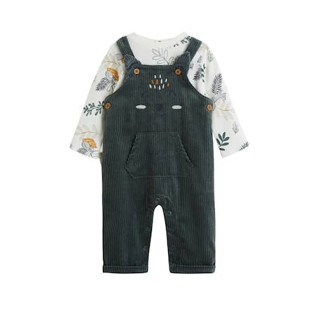 Ensemble salopette bébé en velours côtelé et t-shirt elliott Vert 2 - vertbaudet enfant 