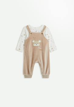 -Ensemble salopette bébé en velours et t-shirt eliah