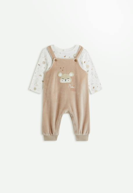 Ensemble salopette bébé en velours et t-shirt eliah Marron 1 - vertbaudet enfant 