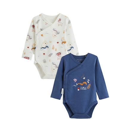 Lot de 2 bodies bébé manches longues ouverture croisée emile Bleu 2 - vertbaudet enfant 