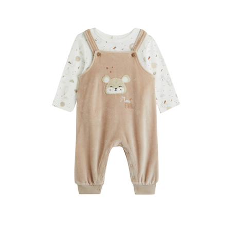 Ensemble salopette bébé en velours et t-shirt eliah Marron 2 - vertbaudet enfant 
