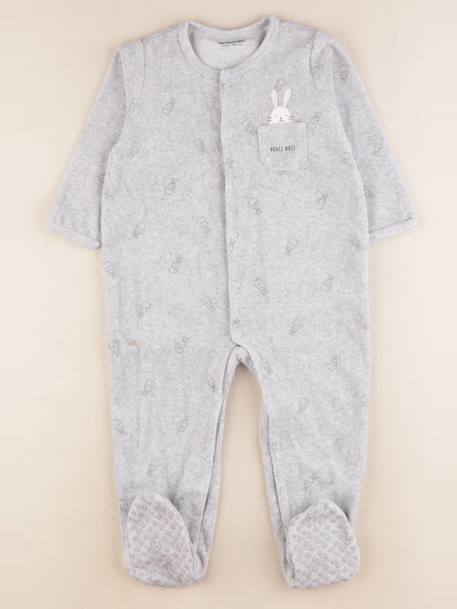 Pyjama velours - 2 ans Gris 1 - vertbaudet enfant 