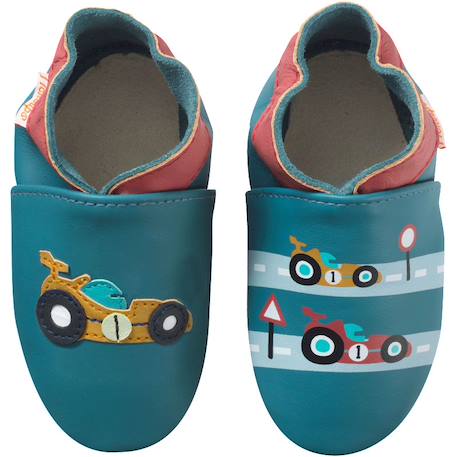 Chaussons bébé cuir souple valentin la formule 1 Bleu 1 - vertbaudet enfant 