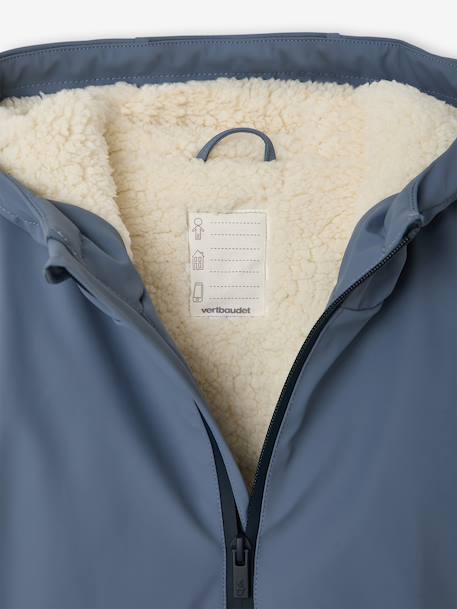 Ciré à capuche garçon doublé sherpa bleu grisé+bleu nuit 3 - vertbaudet enfant 