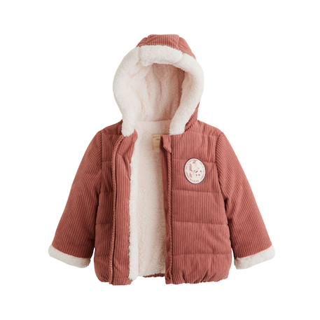 Doudoune bébé en velours côtelé doublée sherpa avec capuche evie Rose 4 - vertbaudet enfant 