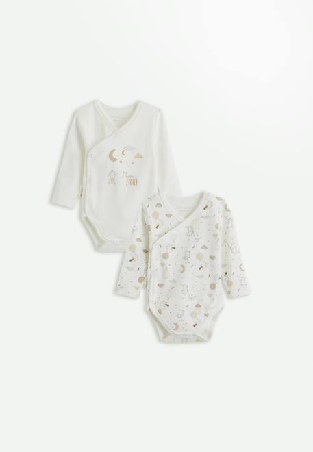 Bébé-Lot de 2 bodies bébé manches longues ouverture croisée eliah