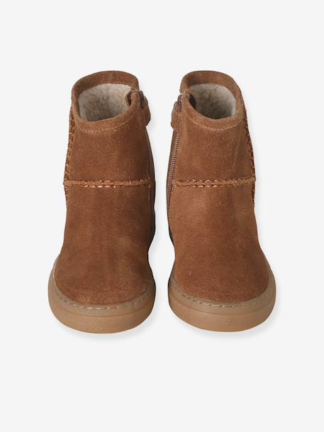 Boots fille cuir zippées marron+taupe 4 - vertbaudet enfant 