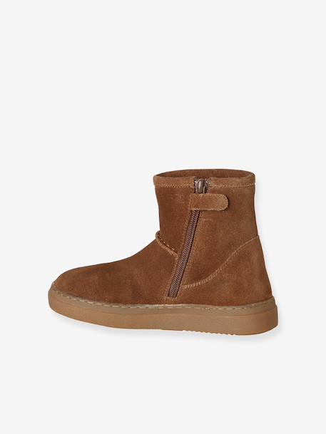Boots fille cuir zippées marron+taupe 3 - vertbaudet enfant 