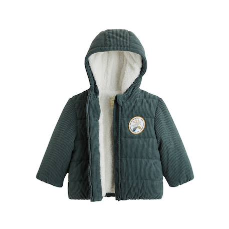Doudoune bébé en velours côtelé doublée sherpa avec capuche elliott Vert 5 - vertbaudet enfant 
