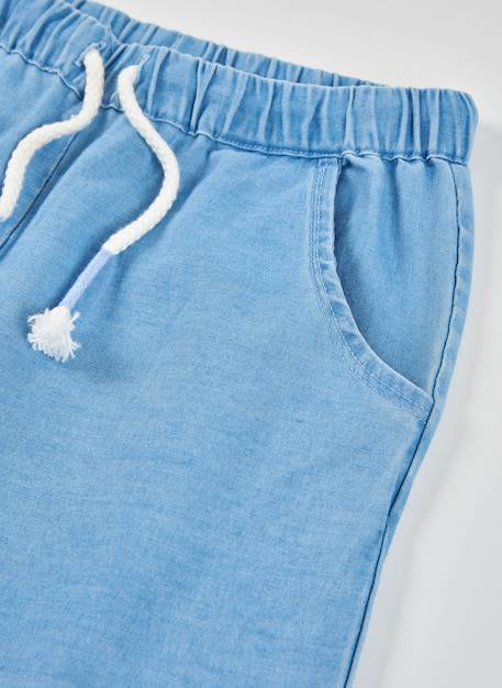 Pantalon en denim à lacets Bleu 4 - vertbaudet enfant 