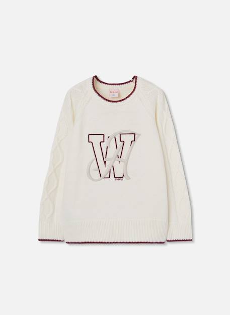 Pull garçon avec broderie de lettres Blanc 3 - vertbaudet enfant 