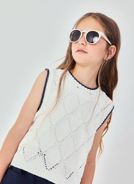 Pull sans manches fille en coton Blanc 1 - vertbaudet enfant 
