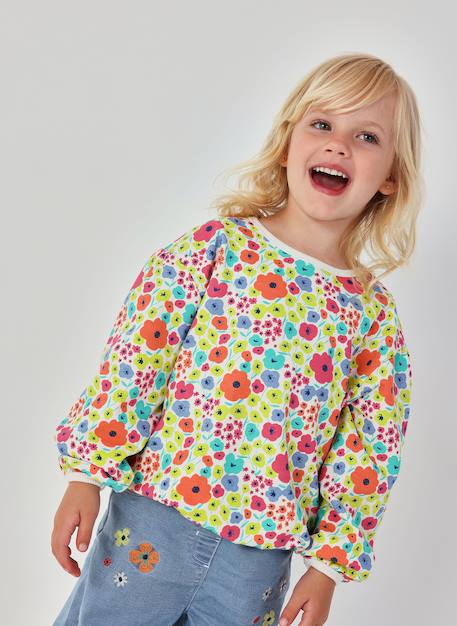 Fille-Pull, gilet, sweat-Sweat-Sweat-shirt fille imprimé en maille