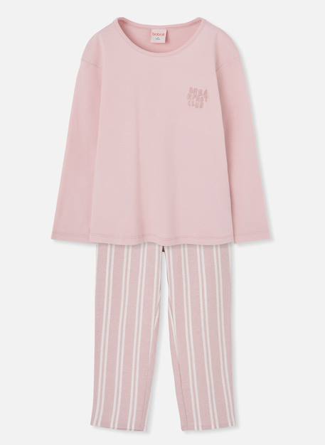 Pyjama en maille fille à rayures avec broderie Pink 3 - vertbaudet enfant 