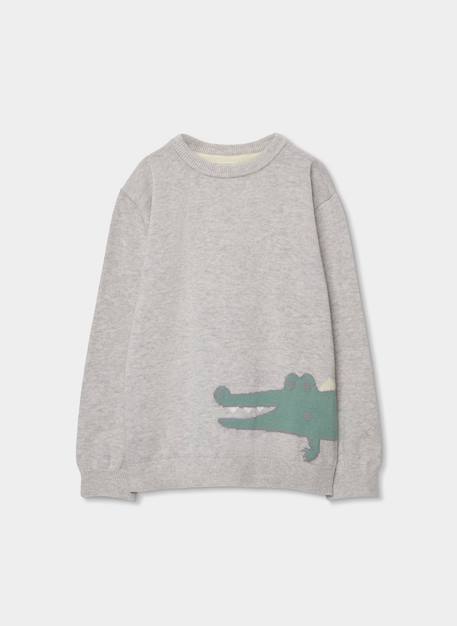 Pull enfant coton crocodile Gris 2 - vertbaudet enfant 