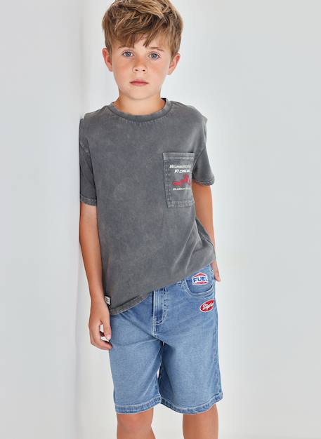 Bermuda garçon en denim extensible Bleu 1 - vertbaudet enfant 