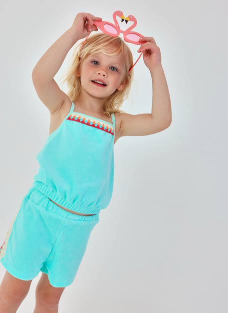 Ensemble fille top et short Bleu 1 - vertbaudet enfant 
