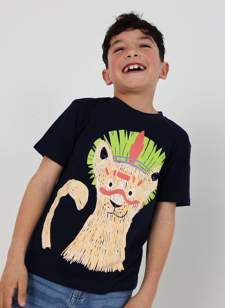 T-shirt garçon coton lion Bleu 1 - vertbaudet enfant 